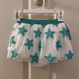 Cat & Jack Aqua Starfish Tulle Skirt and Bloomers Girls Size 18 Months NWT